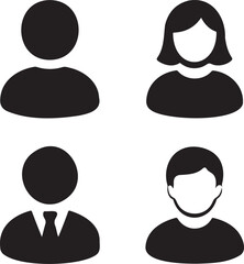 Set of user icon vectors transparent