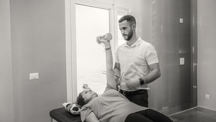 Physiotherapy exercises for back and arm balance