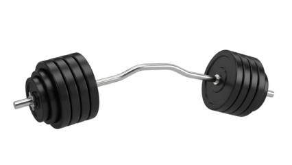 Black Dumbbell with Chrome Barbell on Black Background 1