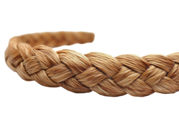 Elegant braided belt with textured weave on clean white background isolated on transparent background