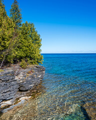 Cave Point Country Park at Door County in Wisconsin