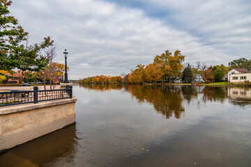 West Dundee Town Riverside view in Illinois State of USA