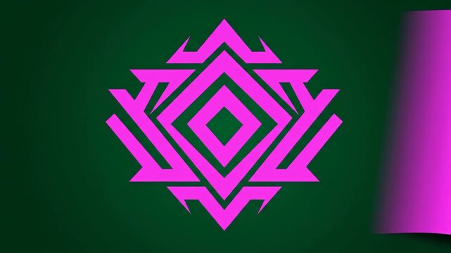 Abstract Pink Geometric Shape Reveal Animation on a Green Background