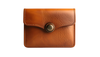 Richly textured, brown leather wallet with a metal clasp on a solid black background