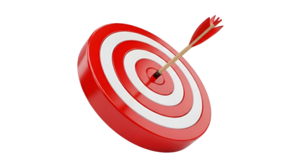 Red circular target with an arrow hitting the center 1
