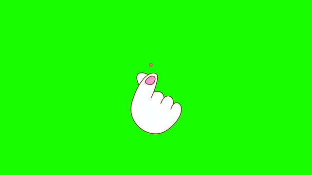 Korean Finger Heart Animation with Small Heart on Green Screen