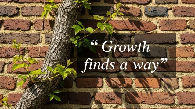 Vine Growing Up a Textured Brick Wall