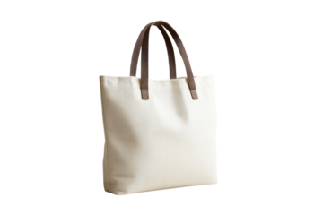 Reusable canvas tote bag presented on white background isolated on transparent background