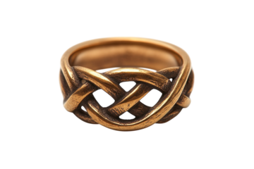 Minimalist Celtic knot ring accessory on bright white backdrop isolated on transparent background