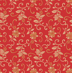 Japanese Luxury Curl Flower Vector Seamless Pattern
