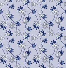 Japanese Leaf Vine Vector Seamless Pattern