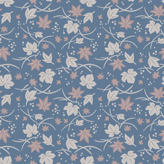 Japanese Pretty Leaf Fall Vector Seamless Pattern
