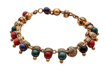 Minimalist charm bracelet accessory on white background isolated on transparent background