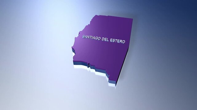 Map of Argentina province Santiago del Estero in 3D Animation