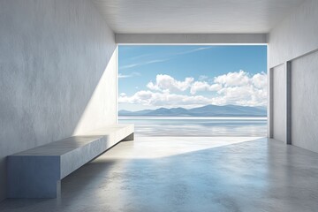 Obraz premium Modern Concrete Interior With Scenic View