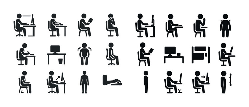 Office ergonomics and desk postures: stick figure guide to workplace comfort