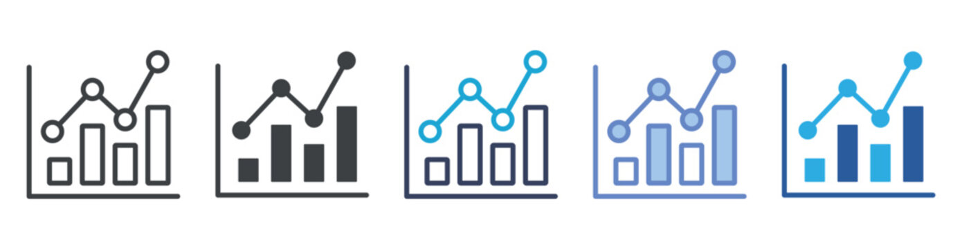 Statistics icon set multiple style collection