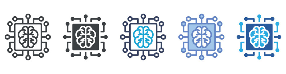 Machine Learning icon set multiple style collection