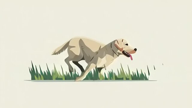 Animated Labrador Running in Grass