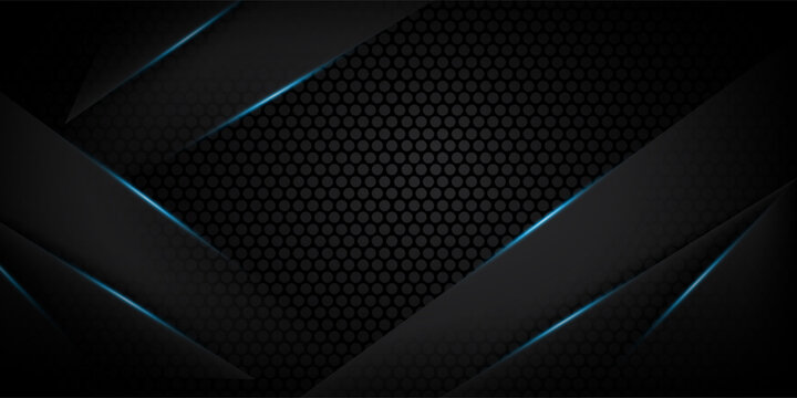 Luxury premium black abstract background with blue lines isolated on textured background. Premium Vector. Eps 10