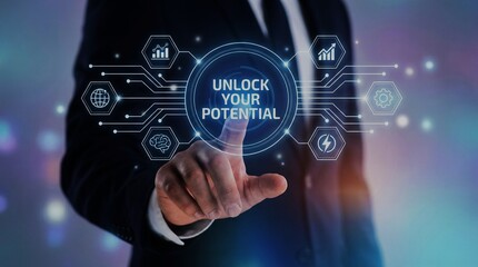 Unlock Your Potential Business Concept Digital Interface Success Presentation