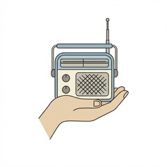 old radio isolated on white