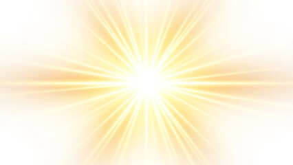 Obraz premium Vibrant golden light rays shining brightly on white background