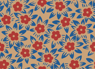 Japanese Overlap Bouquet Vector Seamless Pattern