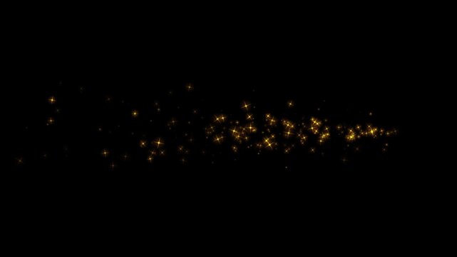 Magic glitter sparkle trail,Luxury gold glitter sparkle streak featuring twinkling particles,glowing glitter particle trail with magic sparkles and twinkle stars on a black screen background, 4k