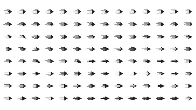 Cursor and arrow line icons set with pointing hand clicking symbols and directional mouse pointers