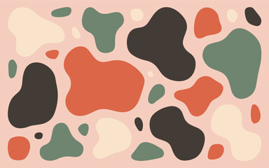 Fototapeta premium Abstract shapes in various colors and sizes on a pastel background from a top-down viewpoint