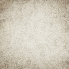 Fototapeta premium Vintage floral seamless pattern with delicate beige flowers and textured background. Classic botanical design perfect for shabby chic decor, wallpaper, and crafts.