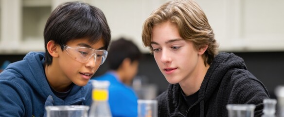 high school students are tiny wizards brewing magic in a science experiment classroom