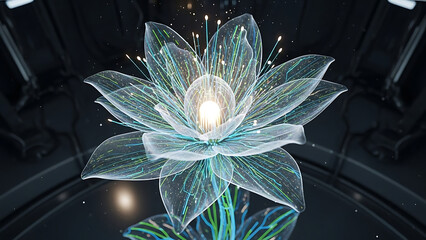 Illuminated digital lotus flower