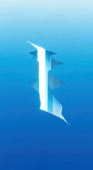 A deep fissure in a vibrant azure surface shows brilliant clear light and limitless open air beyond the concrete barrier, surface, barrier, metaphor