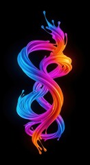 Abstract representation of dynamic fluid motion with glowing vibrant colors forming intricate flowing patterns against a dark void, cosmic, texture, blur
