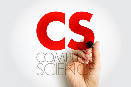 CS acronym for computer science handwritten concept. Educational theme representing the study of computation, algorithms, programming, and information systems within technology fields - Powered by Adobe