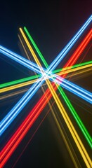 Dynamic visual representation of transportation lines crossing with intentional motion blur techniques creating streaks of light and speed, traffic, infrastructure, urban