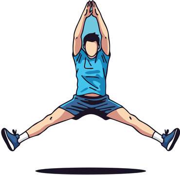 "Vector illustration of a person doing jumping jack exercise on a white background"