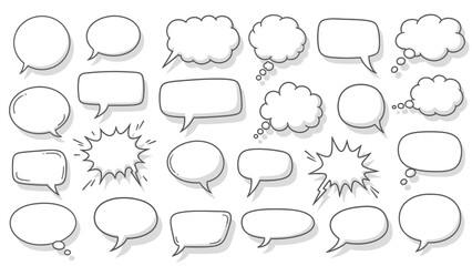 Fototapeta premium Collection of Various Comic Speech Bubbles with Shadow Effect.
