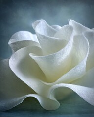 Closeup Of Elegant White Rose With Water Drops