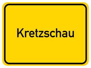 Illustration of a city entrance sign for the city of Kretzschau