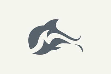 Obraz premium whale letter N cool logo