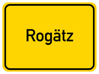 Illustration of a city entrance sign for the city of Rog&auml;tz