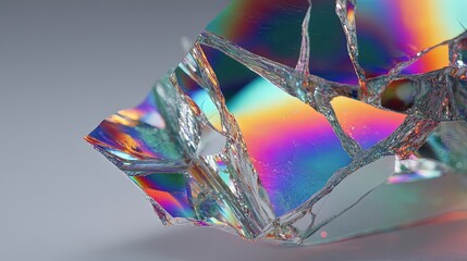 Abstract Broken Glass Iridescent Fragment