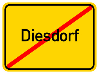 Illustration of a city exit sign for the city of Diesdorf