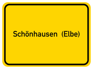 Illustration of a city entrance sign for the city of Sch&ouml;nhausen (Elbe)