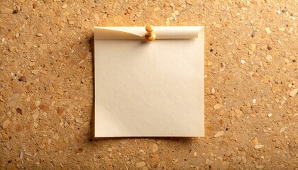 Blank paper pinned on corkboard for notes or messages.
