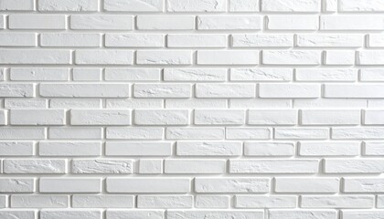 Obraz premium White brick wall with staggered pattern, clean and modern texture.