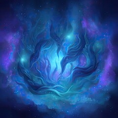 Glowing Blue Space Structure